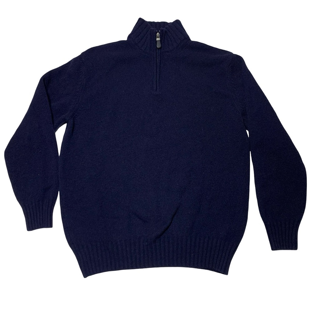 Blumarine Navy Blue 100% Wool Sweater 1/4 Zip Mens Size XL Made in Italy